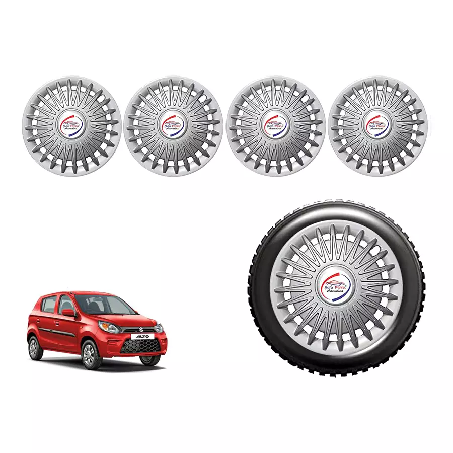 Auto Pearl rBK06_R Press Type Car Wheel Cover with Retention Ring 304.8 mm (12 Inch) Glossy Black for Maruti Alto 800 STD (Set of 4)