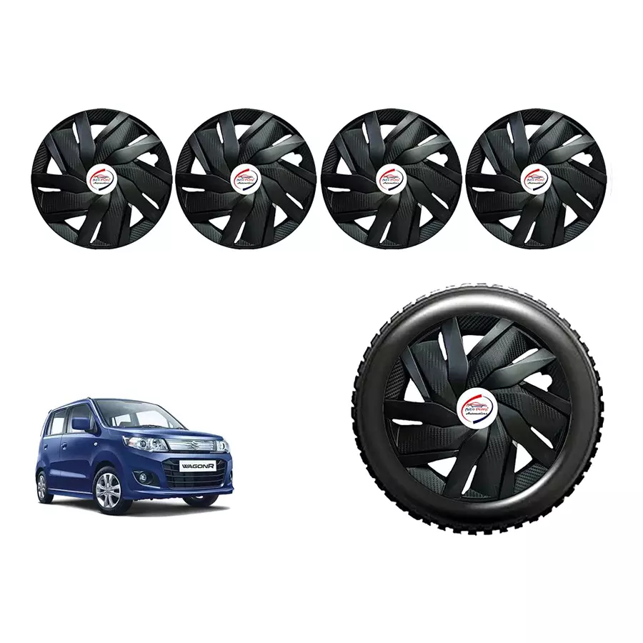 Auto Pearl EgBK26_R Press Type Car Wheel Cover with Retention Ring 33.02 cm (13 Inch) Glossy Black for Maruti Wagon R LXI Petrol (Set of 4)