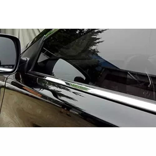 VBX Car Exterior Stainless Steel Lower Window Garnish Chrome Compatible for Ford New Figo - Set of 4 Pcs