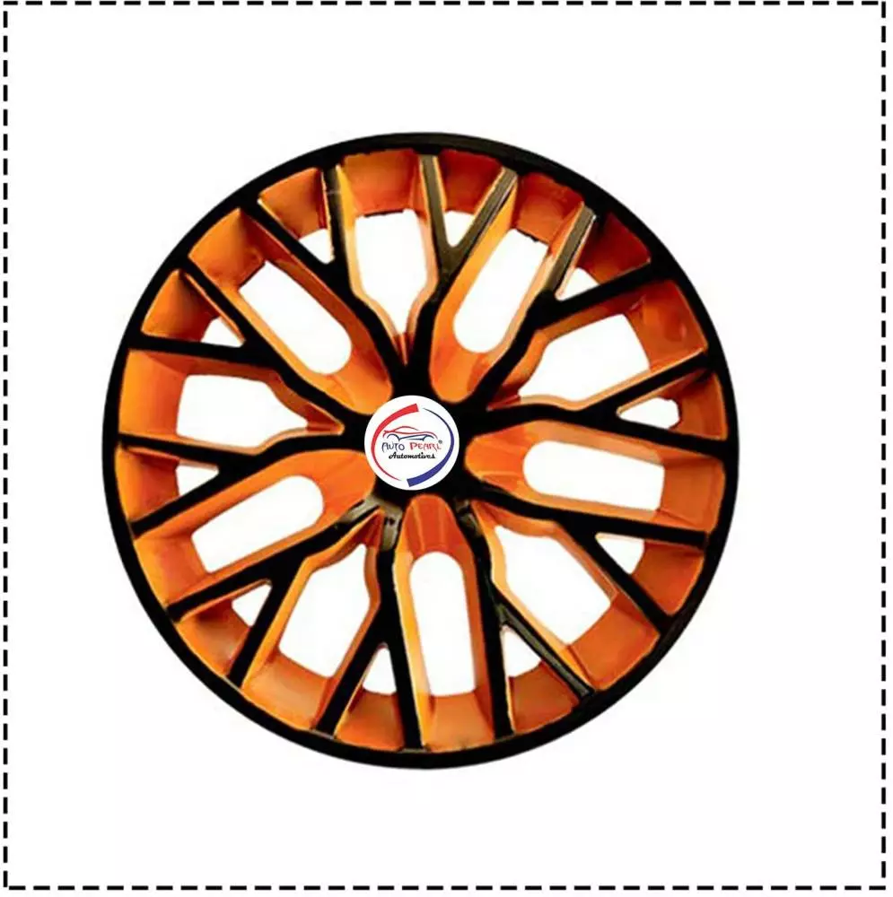Auto Pearl BO17 R14 r 35.56 cm (14 Inch) ess Type Wheel Hubcap with Retention Ring Glossy Black Orange Wheel Cover for Maruti Swift Dzire (Set of 4)