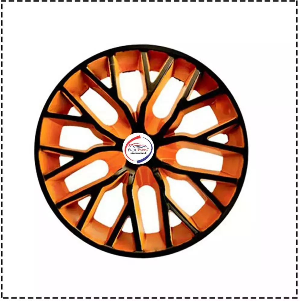 Auto Pearl BO17 R14 r 35.56 cm (14 Inch) ess Type Wheel Hubcap with Retention Ring Glossy Black Orange Wheel Cover for Maruti Swift Dzire (Set of 4)