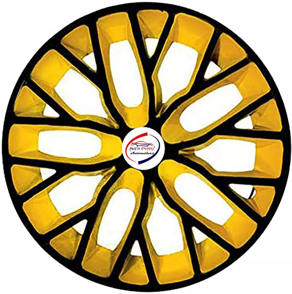 Auto Pearl BY17 R14 r 35.56 cm (14 Inch) ess Type Wheel Hubcap with Retention Ring Glossy Black Yellow Wheel Cover for Maruti Swift Dzire (Set of 4)