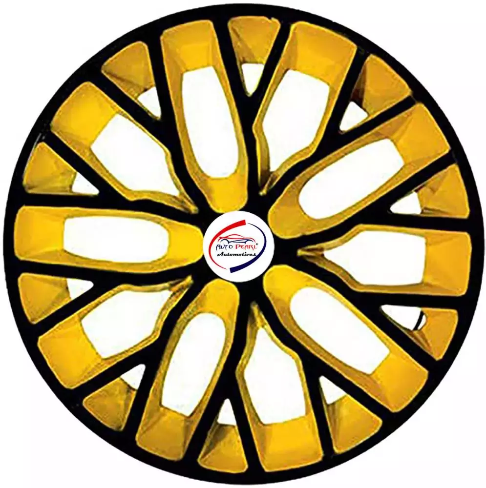 Auto Pearl BY17 R14 r 35.56 cm (14 Inch) ess Type Wheel Hubcap with Retention Ring Glossy Black Yellow Wheel Cover for Maruti Swift Dzire (Set of 4)