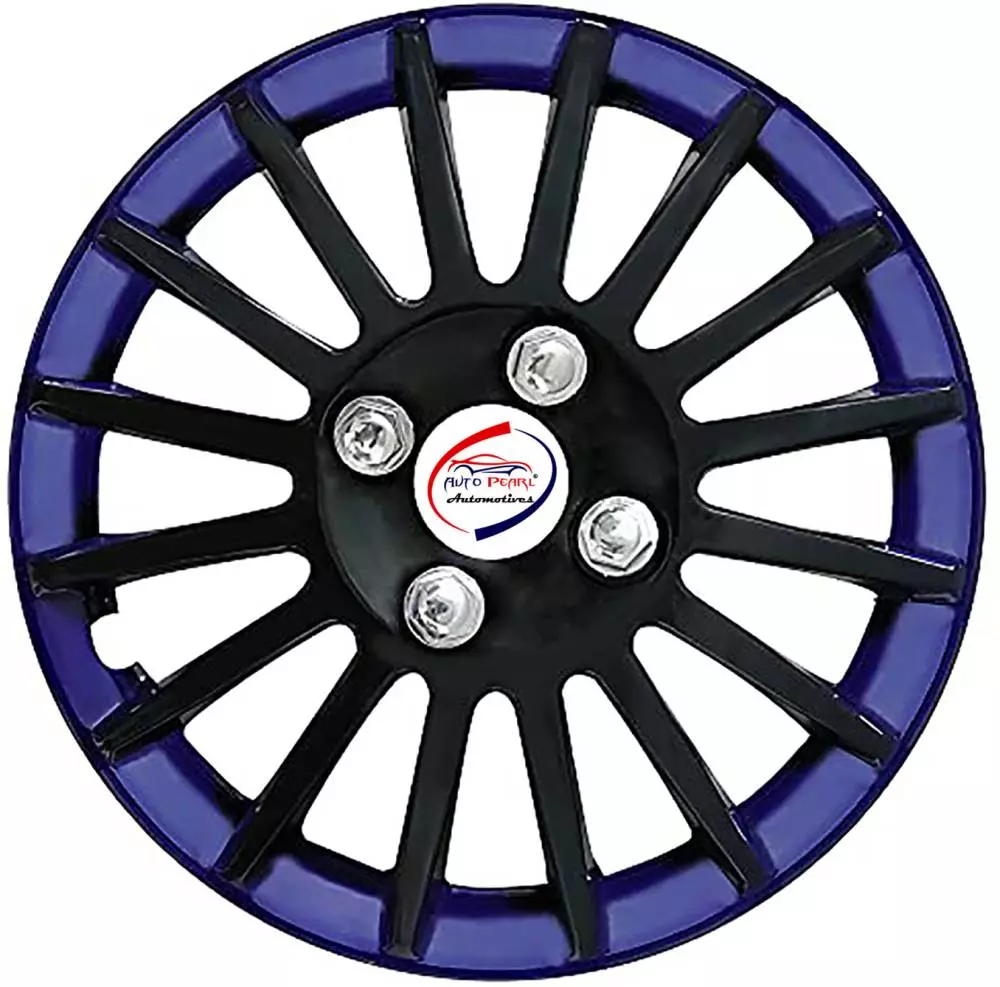 Auto Pearl CBB14 R14 35.56 cm (14 Inch) Press Type Wheel Hubcap with Retention Ring Glossy Black Blue Wheel Cover for Maruti Swift Dzire LXI Option (Set of 4)