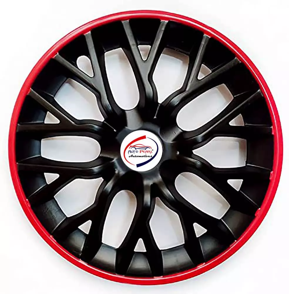 Auto Pearl gBR34 R14 35.56 cm (14 Inch) Press Type Wheel Hubcap with Retention Ring Glossy GTR Black Red Wheel Cover for Nissan Micra Diesel XE (Set of 4)