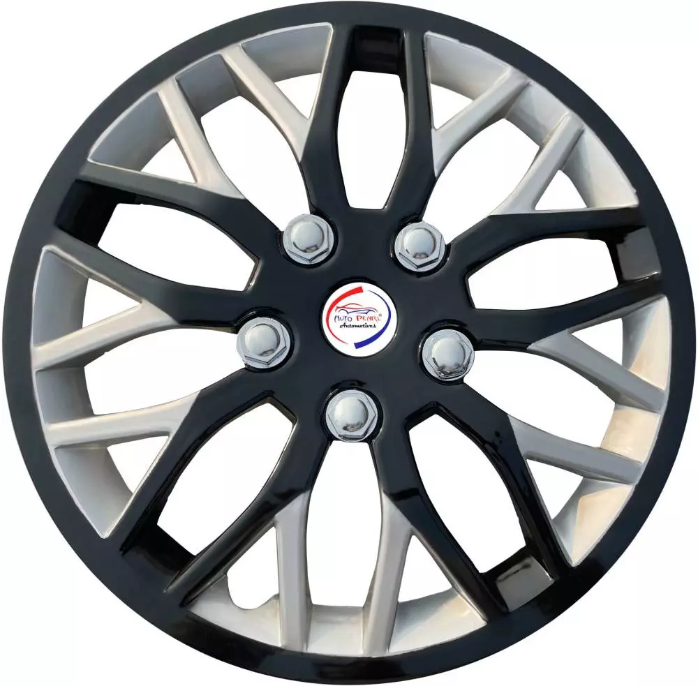 Auto Pearl ViBS26_R33.02 cm (13 Inch) Press Type Wheel Hubcap with Retention Ring Glossy Black Silver Wheel Cover for Maruti Wagon R LXI Petrol13 cm