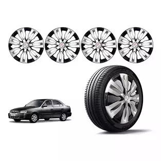 Auto Pearl bDC01 R14 Press Type Wheel Hubcap with Retention Ring 35.56 cm (14 Inch) for Accent (Pack of 4 Pcs)