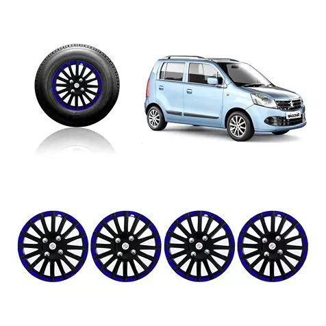 Auto Pearl BT5K16 Premium Quality Car Black and Blue Wheel Cover Caps 33.02 cm (13 Inch) Press Type Fitting Wheel Cover For Maruti WagonR (Pack of 4 Pcs)