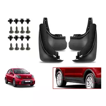 Auto Pearl Front and Rear Mud Guard For Nissan Micra (Black) Set of 4 Pcs