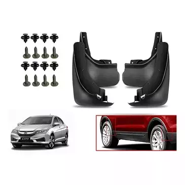 Auto Pearl Front and Rear Mud Guard For Honda City (Black) Set of 4 Pcs