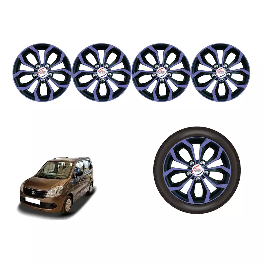 Auto Pearl Vio28_R Press Type Car Wheel Cover with Retention Ring 33.02 cm (13 Inch) Glossy Purple, Black for Maruti Wagon R LXI (Set of 4)