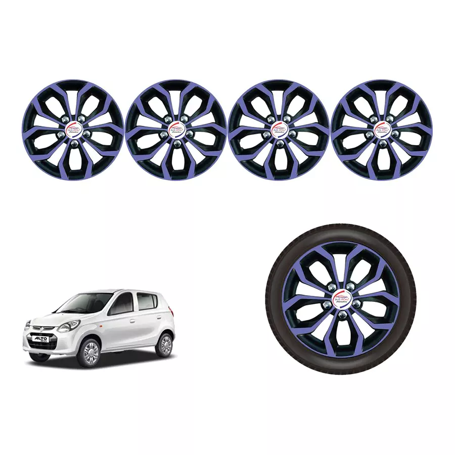 Auto Pearl Vio01_R Press Type Car Wheel Cover with Retention Ring 304.8 mm (12 Inch) Glossy Purple, Black for Maruti 800 (Set of 4)