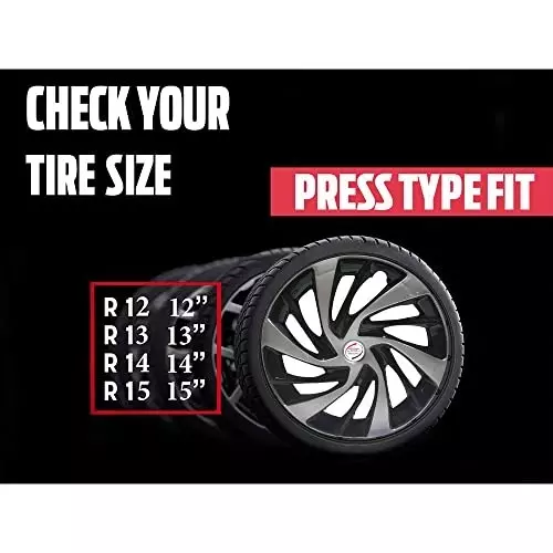 Auto Pearl Premium 33.02 cm (13 Inch) | Set of 4 Pcs Press Type Hubcap Wheel Cover Replacements for Eon D Lite