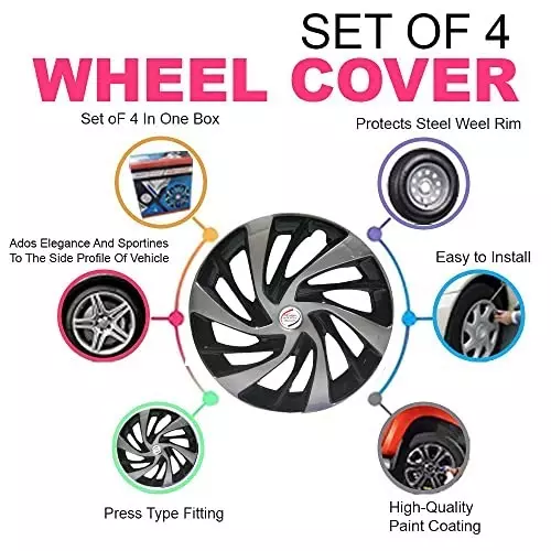Auto Pearl Premium 33.02 cm (13 Inch) | Set of 4 Pcs Press Type Hubcap Wheel Cover Replacements for Eon D Lite