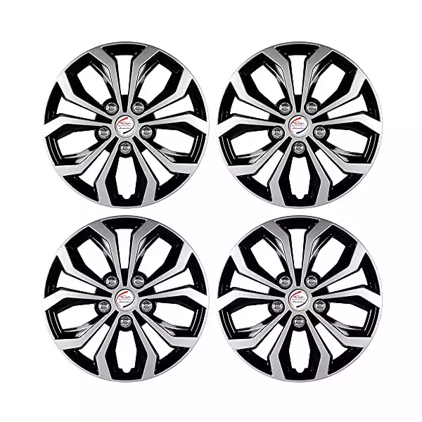 Auto Pearl Car Full Silver Black Wheel Cover Caps 381 mm(15 Inch)es Press Type Fitting Compatible with Jazz