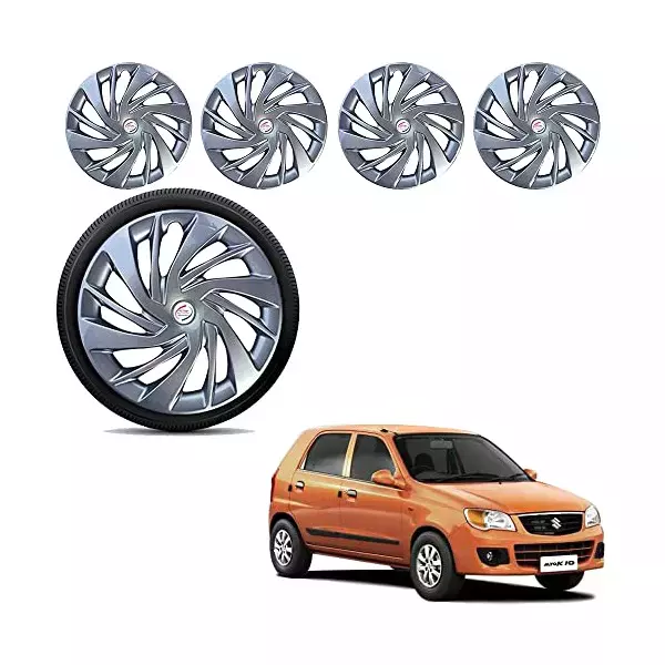 Auto Pearl Ertiga Silver 33.02 cm (13 Inch) 4 Pcs Press Type Hubcap Wheel Cover Replacements for Alto K10 Old