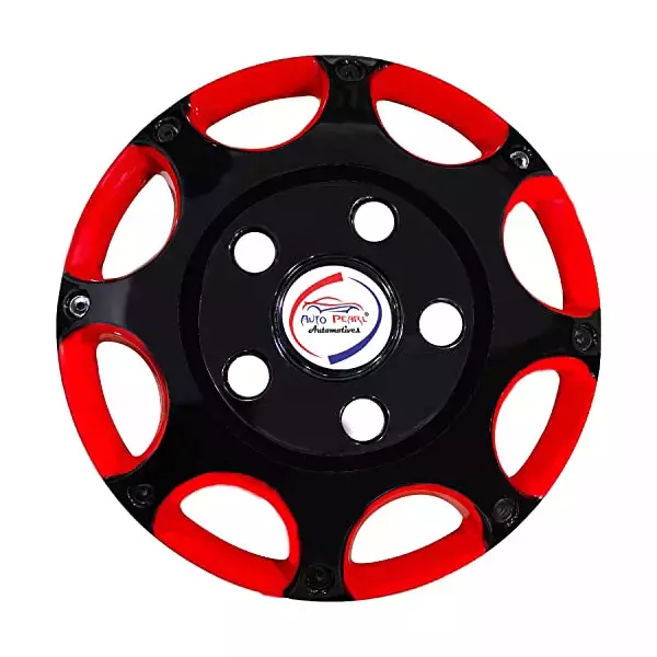 Auto Pearl 381 mm(15 Inch) Set of 4 Pcs Black Red Hubcap Wheel Cover Replacements for All Cars