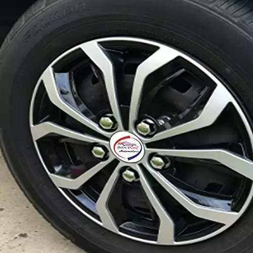 Auto Pearl Car Full Silver Black Wheel Cover Caps 35.56 cm (14 Inch) Press Type Fitting for Figo Aspire 2019