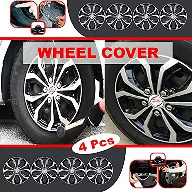 Auto Pearl Car Full Silver Black Wheel Cover Caps 35.56 cm (14 Inch) Press Type Fitting for Figo Aspire 2019
