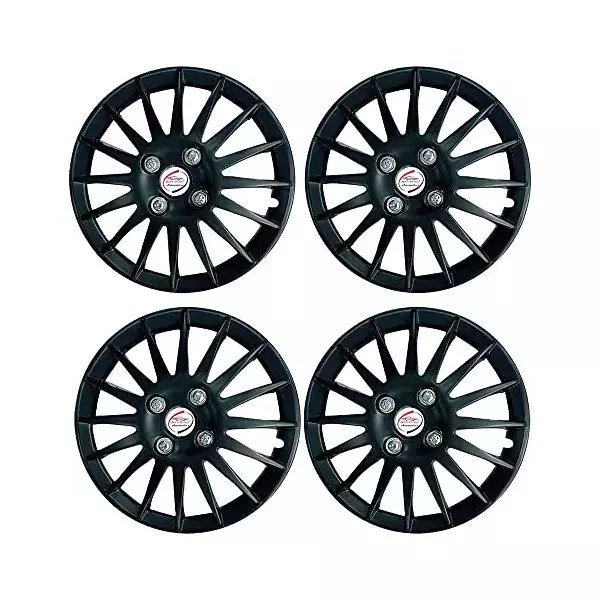Auto Pearl Premium 33.02 cm (13 Inch) (Set of 4 Pcs) Black Press Type Hubcap Wheel Cover Replacements for Santro