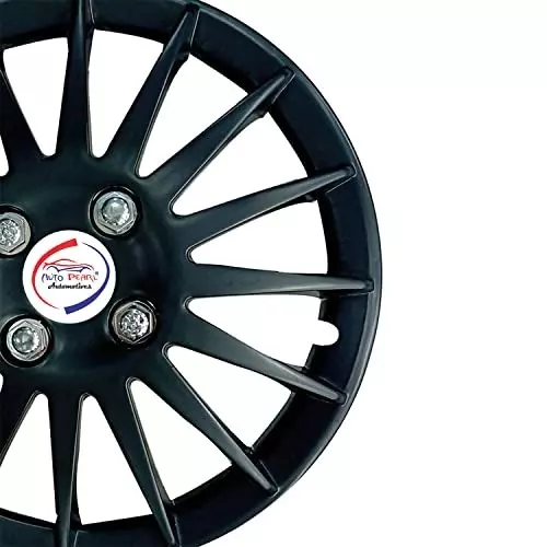 Auto Pearl Premium 33.02 cm (13 Inch) (Set of 4 Pcs) Black Press Type Hubcap Wheel Cover Replacements for Santro