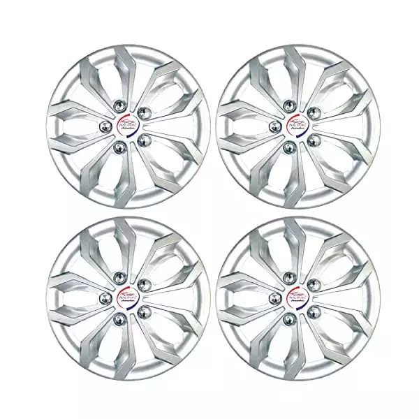 Auto Pearl Car Full Silver Wheel Cover Caps 33.02 cm (13 Inch) Press Type Fitting Compatible with Matiz
