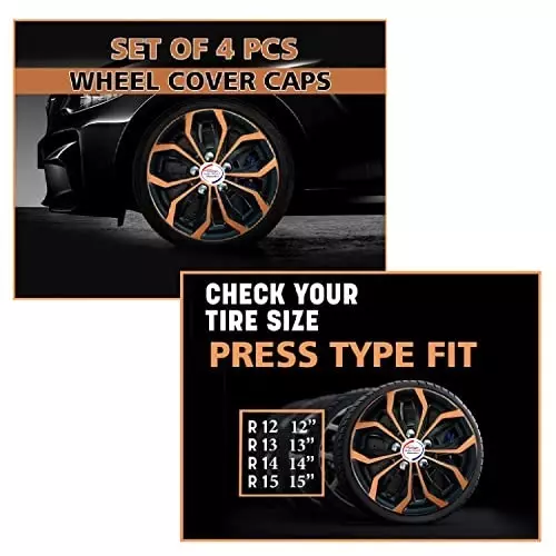 Auto Pearl Car Black Copper Wheel Cover Caps 35.56 cm (14 Inch) Press Type Fitting Compatible for Honda City Zx