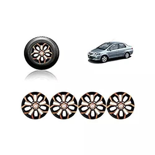 Auto Pearl Car Black Copper Wheel Cover Caps 35.56 cm (14 Inch) Press Type Fitting Compatible for Honda City Zx