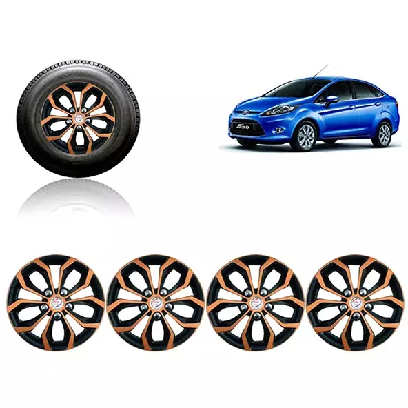 Auto Pearl Car Black Copper Wheel Cover Caps 35.56 cm (14 Inch) Press Type Fitting Compatible with Ford Fiesta