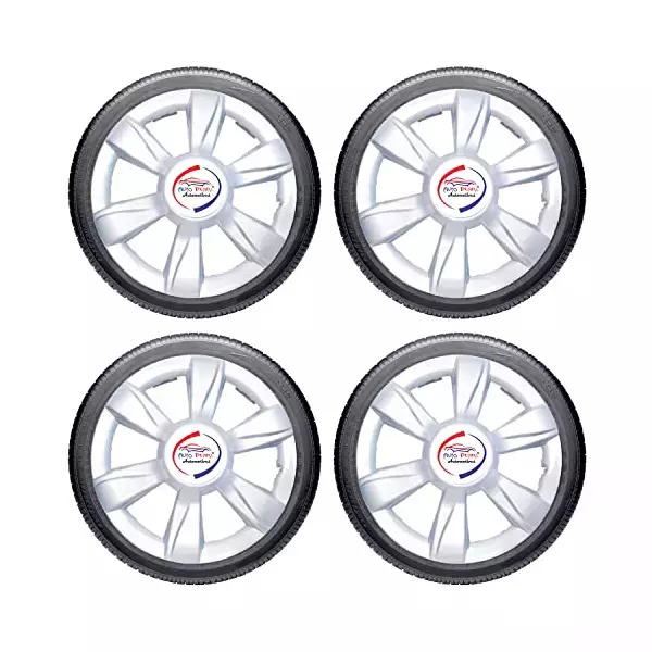 Auto Pearl 381 mm(15 Inch) Set of 4 Pcs Silver Hubcap Wheel Cover Replacements for Polo