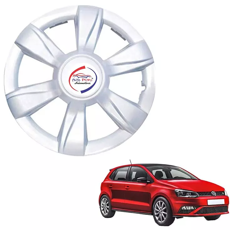 Auto Pearl 381 mm(15 Inch) Set of 4 Pcs Silver Hubcap Wheel Cover Replacements for Polo