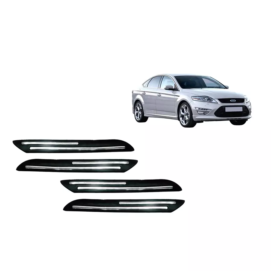 Auto Pearl Plastic & Silver Plated Car Bumper Guard for Ford Mondeo Black/Silver (Pack of 4 Pcs)