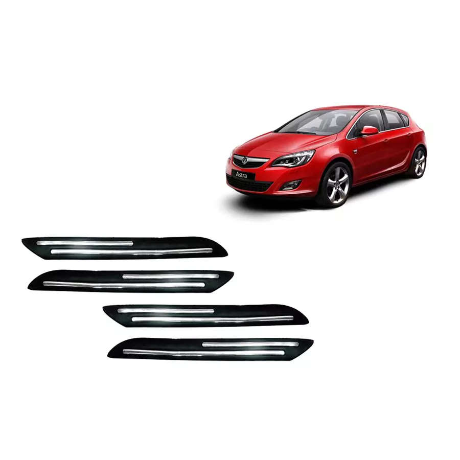 Auto Pearl Plastic & Silver Plated Car Bumper Guard for Opel Astra Black/Silver (Pack of 4 Pcs)