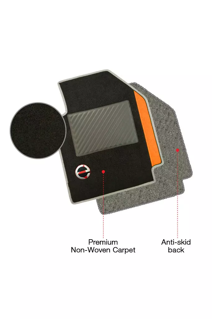 Elegant Duo Black And Orange Carpet Car Mat Compatible With Renault Duster