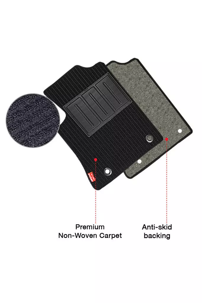 Elegant Cord Black & Orange Carpet Car Mat Compatible With Mahindra&nbsp;Alturas G4
