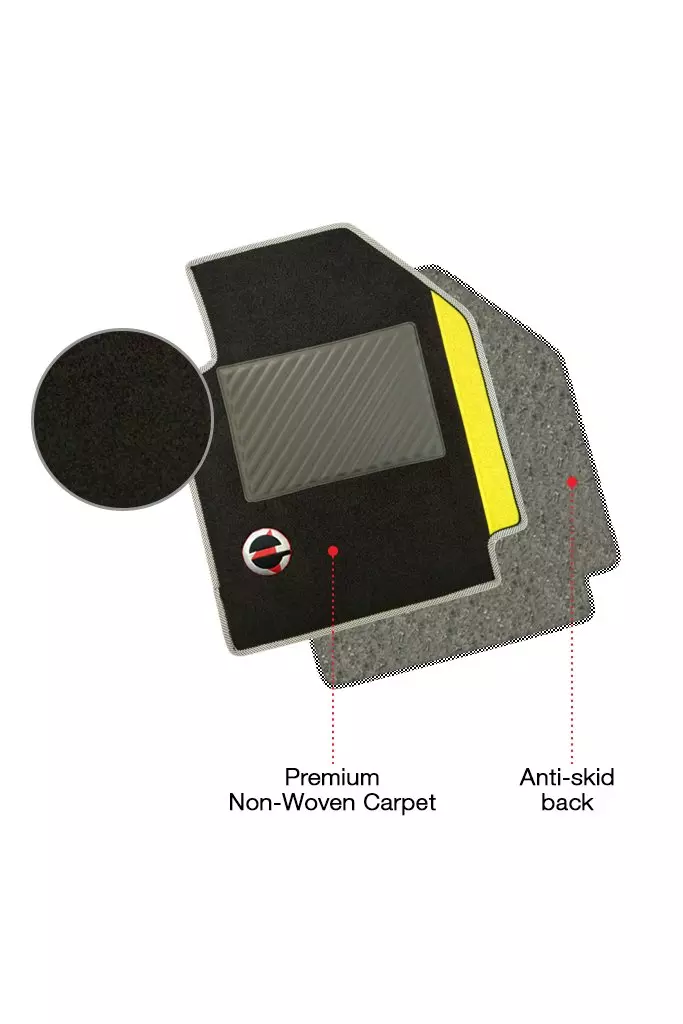 Elegant Duo Black And Yellow Carpet Car Mat Compatible With Mahindra Scorpio N