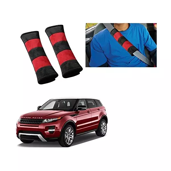 Auto Pearl Seat Belt Cushion (Pack of 2, Black, Red) Compatible for Range Rover Evoque