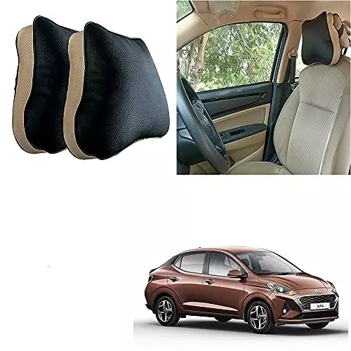 Auto Pearl Set of 2 Pcs Car Seat Neck Pillow, Headrest Cushion Compatible for Aura-image-49