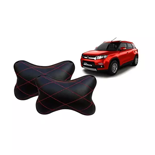 Auto Pearl Black Red CV Car Neck Rest Pillow Compatible for Maruti Suzuki Brezza-picture-34