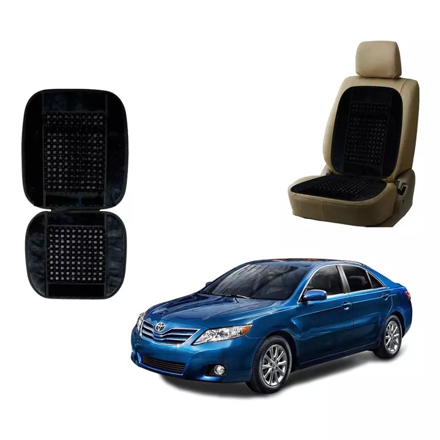 Auto Pearl Polyester, Cotton Front Vehicle Seating Pad Black for Toyota Camry