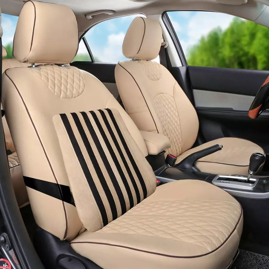 Auto Pearl Beige & Brown Wooden Bead Car Seating Pad for Maruti Suzuki Maruti Esteem