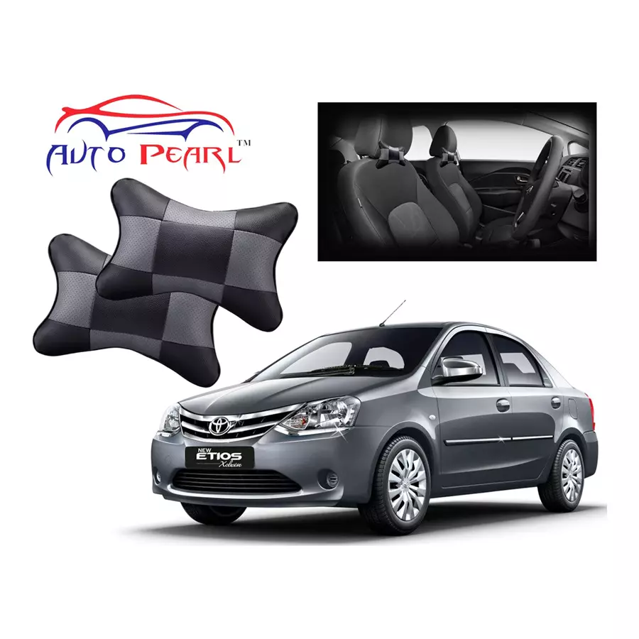 Auto Pearl Black Grey Car Neck Cushion/Neck Pillow Compatible with Toyota Etios