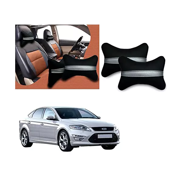 Auto Pearl Black Silver Strip Car Neck Cushion/Neck Pillow Compatible with Ford Mondeo
