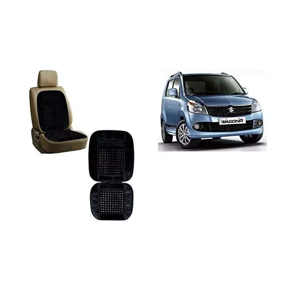 Auto Pearl Car Wooden Bead Seat Cushion with Velvet Border Compatible for WagonR 2010 Set of 2 Pcs