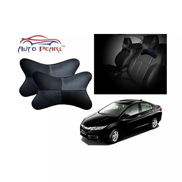 Auto Pearl Black Grey Chess Designer Car Neck Cushion/Neck Pillow for Honda City i-VTEC