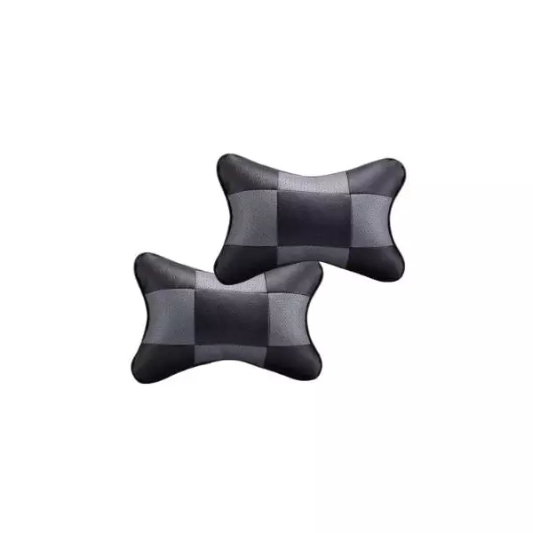 Auto Pearl Black Grey Chess Designer Car Neck Cushion/Neck Pillow for Maruti Suzuki Zen Estilo