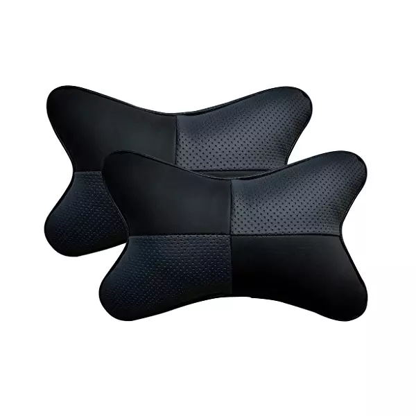 Auto Pearl Black Grey Chess Designer Car Neck Cushion/Neck Pillow for Maruti Suzuki Zen Estilo