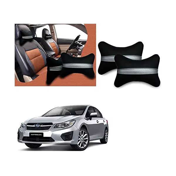 Auto Pearl Black Silver Strip Car Neck Cushion/Neck Pillow Compatible with Subaru Impreza