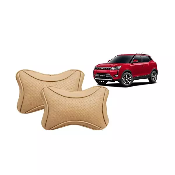 Auto Pearl Beige Dots CV Car Neck Rest Pillow Compatible for Mahindra XUV 300 2019-picture-33