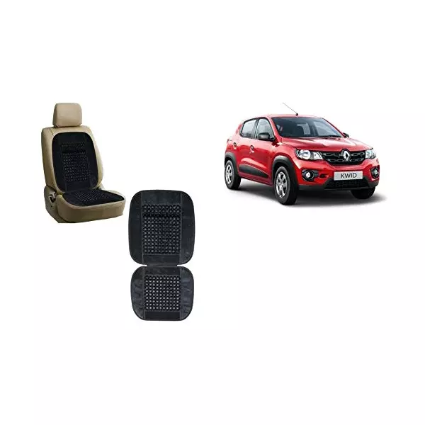 Auto Pearl Car Wooden Bead Seat Cushion with Velvet Border Compatible for Renault KWID 2018
